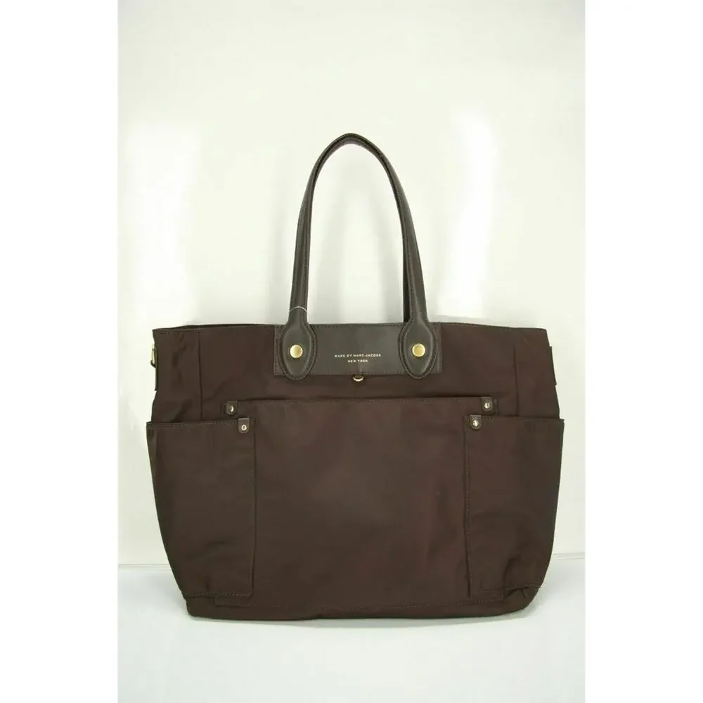 Marc Jacobs by Brown Preppy Nylon Eliz-a-baby Tote bag Shopper Logo